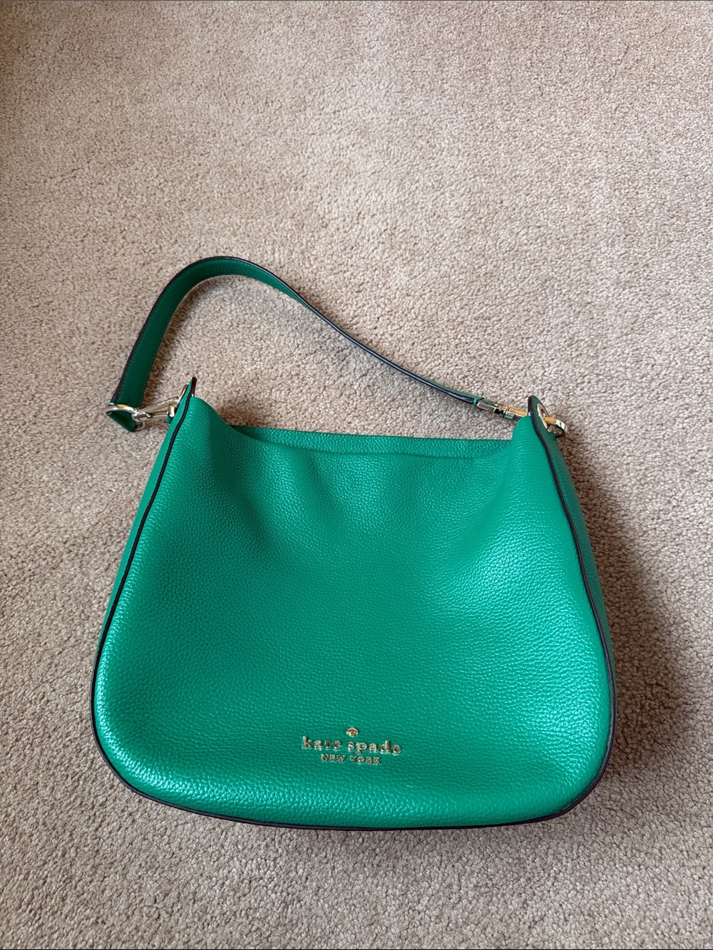 kate spade Green Pebbled Leather Hobo with Gold Hardware